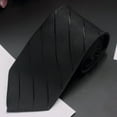 thumbnail image 2 of Black Mens Solid Color Polyester Necktie Business Fashion Hand Tie Free Size Black 3.15 Inches Width 57.09 Inches Length For Daily And Business Use, 2 of 4