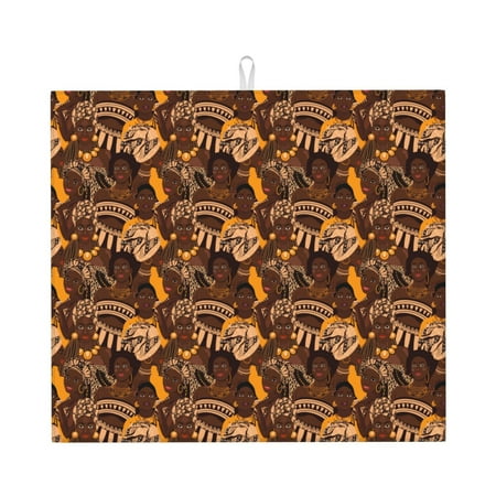 

Matuu Beautiful Ethnic African Women for Dish Drying Mat for Kitchen Counter for Kitchen and Dining Kitchen Counter Accessories 16 x18