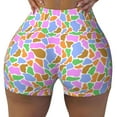 thumbnail image 2 of Daiia Colorful Cow Skin Pattern Women's Workout Shorts Biker Shorts - High Waisted Workout Spandex Tummy Control Gym Running Yoga Shorts-Medium, 2 of 8