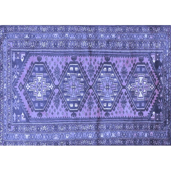 Ahgly Company Machine Washable Indoor Rectangle Persian Blue Traditional Area Rugs, 4' x 6'