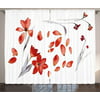 Floral Curtains 2 Panels Set, Autumn Flowers and Leaves Petals Illustration in Watercolors Painting Artwork, Window Drapes for Living Room Bedroom, 108W X 63L Inches, Red Purplegrey, by Ambesonne