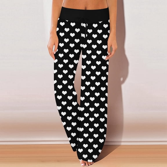 Womens Valentines Day Pajama Pants Heart Funny Holiday Love Heart Pj Pants Soft Pajama Lounge Pants Cozy Valentines Day Gifts Pajamas Women