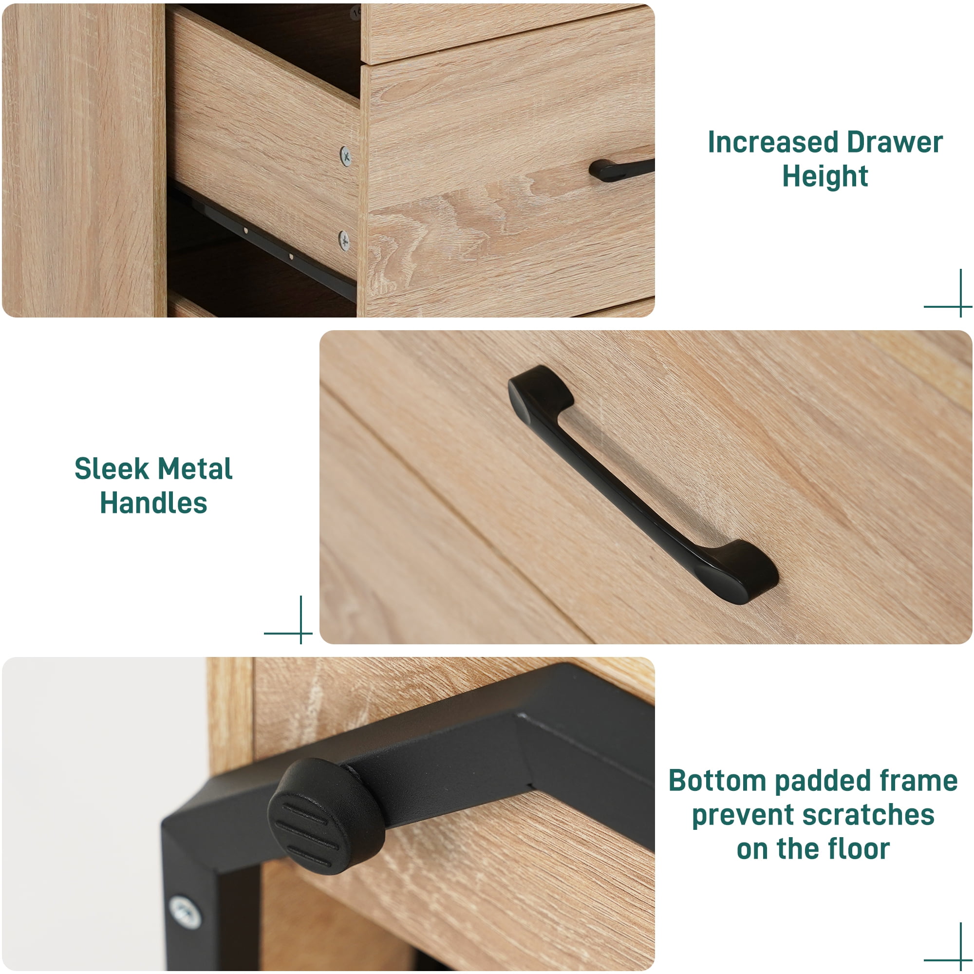 9 Drawer Dresser for Bedroom, 63" Large Long Wood dresser with Power Outlet, LED Light and Deep Big Drawers, Modern Minimalist Oak Dresser Wide Chest of Drawers for Bedroom, Living Room