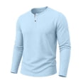 thumbnail image 6 of SGFCWSX Men's Cotton-Linen Blend Long-Sleeve Button-Up Top – Solid Color Casual Shirt Light Blue Size S, 6 of 8
