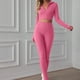 thumbnail image 5 of Trajes de 2 piezas para mujer Tops de yoga de manga larga con cremallera sólida + Pantalones largos Conjuntos con cuello en V Pantalones de yoga Wmkox8yi bvn3128, 5 of 5