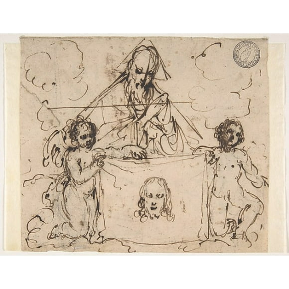 Veronicas Veil Held by Two Angels and God the FatherPoster Print by Anonymous, Italian, Bolognese, 17th century (18 x 24)
