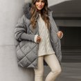 thumbnail image 6 of Jackets for Women Fleece Lined Winter Coats Hooded Down Coat with Zip Pockets for Cold Weather Protection, Daily Commute, and Christmas Outings,Gray,3XL, 6 of 6