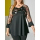 thumbnail image 1 of Panel de malla bordado floral en V cuello de tamaño grande Rosegal Blusas Tallas Grandes, 1 of 5