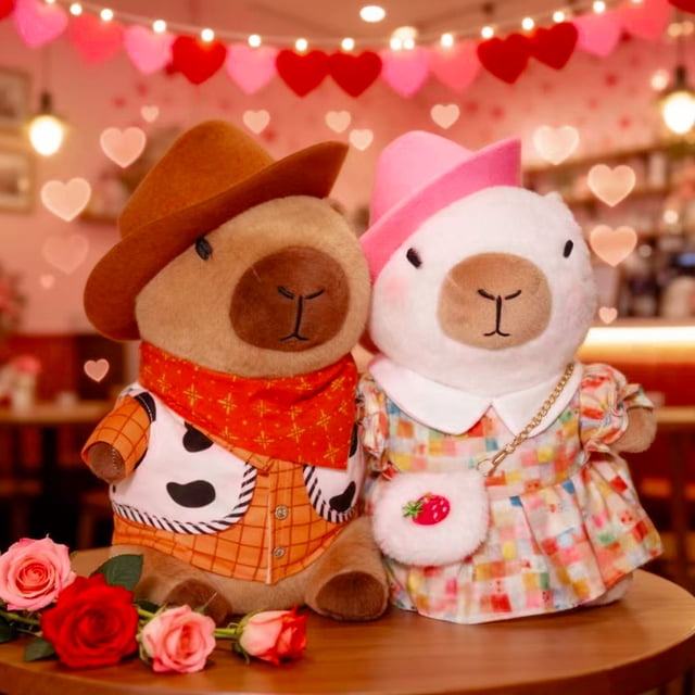 Peluche de Capibara 26.5 cm (10.4 in), Muñeco Suave y Abrazable, Regalo Romántico para San Valentín, Decoración y Detalle para Pareja