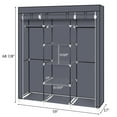 thumbnail image 2 of Closet Organizer for Bedroom, Wardrobe Rack for Home PKWQ503GY, Gray 69" Portable Clothes Closet Non-Woven Fabric Wardrobe Double Rod Storage Organizer, 2 of 7
