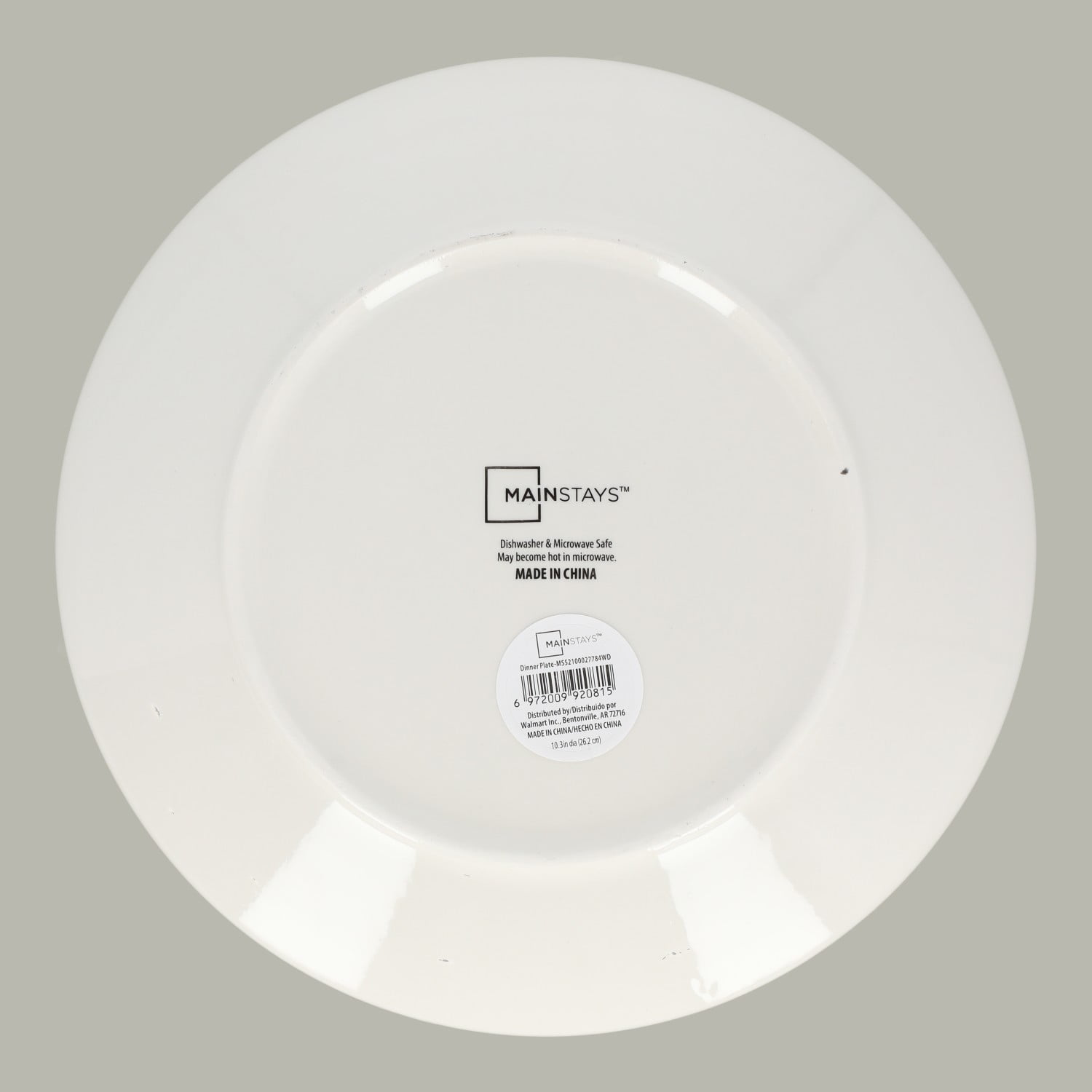 Mainstays Glazed White Round Stoneware Dinner Plate inches