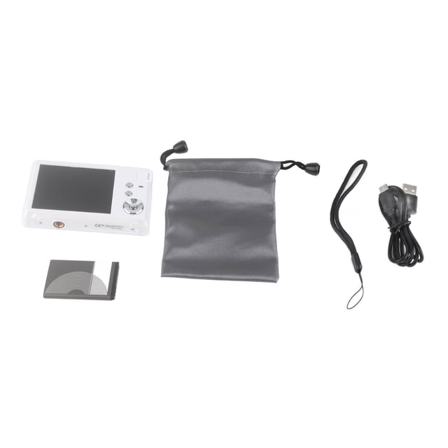 Cámara digital LCD de 3,0 pulgadas, 4K, 48 MP, zoom 16X, antivibración, portátil, HD, con puerto tipo C, luz de relleno para adolescentes, niños y principiantes, color blanco
