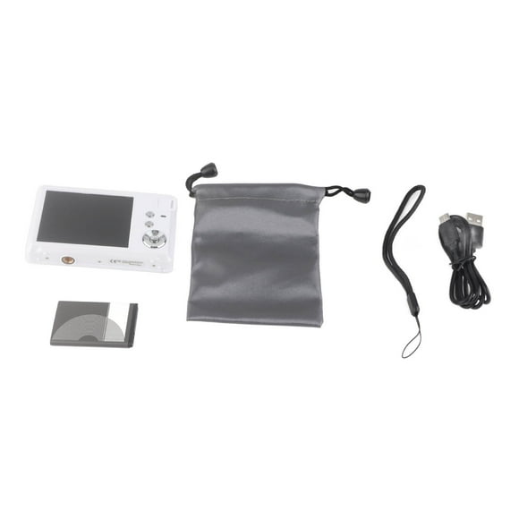 Cámara digital LCD de 3,0 pulgadas, 4K, 48 MP, zoom 16X, antivibración, portátil, HD, con puerto tipo C, luz de relleno para adolescentes, niños y principiantes, color blanco