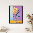 thumbnail image 4 of Optimistic Orchids Oil Painting Orange Teal Purple Blooms in Glass Vase Detailed Floral Art Print Framed Poster Wall Decor 12x16 inch, 4 of 5