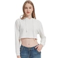 thumbnail image 2 of Feinuhan Womens Crop Top Sweatshirt Long Sleeve Hoodie Pullover, White, X-Large, 2 of 5