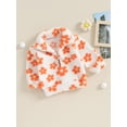 thumbnail image 2 of Toddler Girl Plush Jacket Floral Print 1/2 Zipper Long Sleeve Pullover Winter Coat for Infant Baby Spring Fall Outwear, 2 of 7