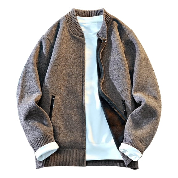 yillto Mens Big and Tall Cardigan Sweaters Zip up Mock Neck Casual Fall Winter Warm Knitted Coat with Zipper Pockets