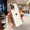 thumbnail image 2 of Compatible with iPhone 15 PRO MAX 5g Phone Case, Luxury Cute Gold Love Heart for Women Side Small Pattern Luxury Plated Edge Camera Protection Soft Silicone Shockproof Bumper Cover (White), 2 of 6