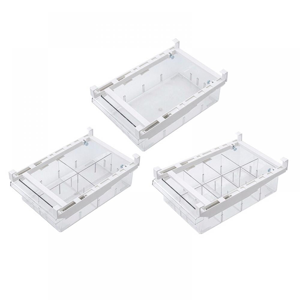 Fridge Mate Refrigerator Pull Out Bin, Clear Fridge Drawer Organizer Box with Handle for Food, Drinks, Eggs, Vegatables Organization