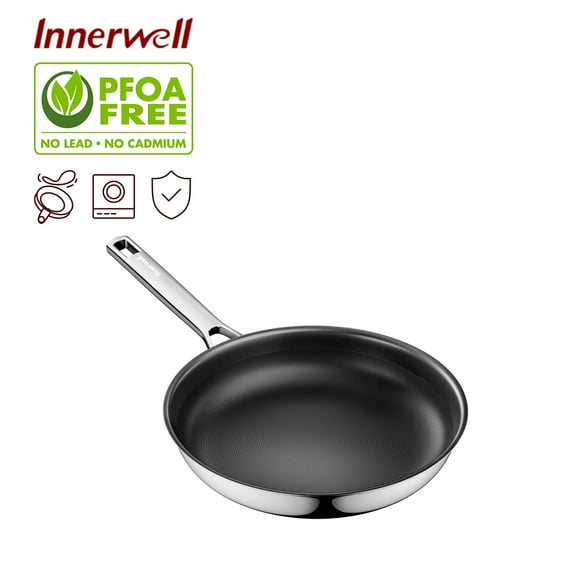 Innerwell 8 inch Stainless Steel Vintage Honeycomb ceramic lacquered frying pan