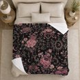thumbnail image 5 of Dark Romantic Celestial Floral Keys Pattern, Mystical Celestial Art Scene, Warm Flannel Blanket for Sunroom and Reading Nook, Celestial Art Lovers Valentine's Day Gift, Artistic Home Decor, 5 of 9