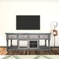 thumbnail image 2 of 70" Blue and White Solid Wood Open shelving Distressed TV Stand, 2 of 3