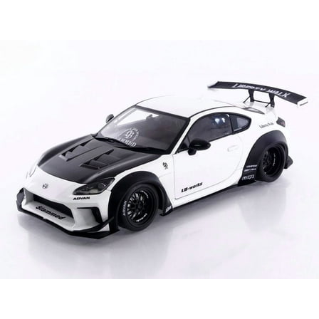 2024 Toyota GR86 LBWK Body Kit RHD (Right Hand Drive) Pearl White with Carbon Hood 1/18 Diecast Model Car by Solido