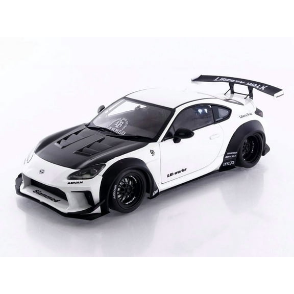 2024 Toyota GR86 LBWK Body Kit RHD (Right Hand Drive) Pearl White with Carbon Hood 1/18 Diecast Model Car by Solido