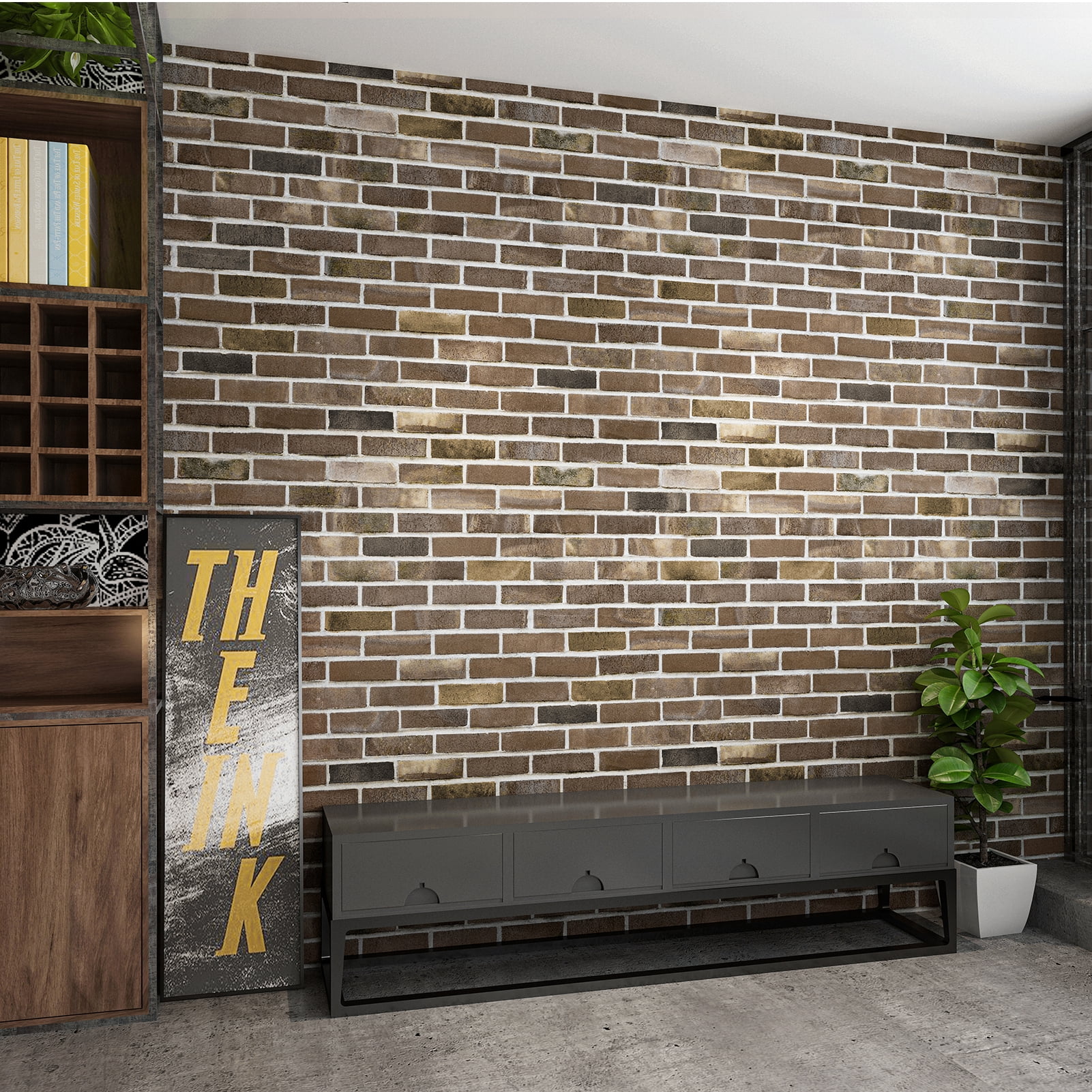 Art3d 20-pack 105 Sq.ft Faux Brick 3D Wall Panels Peel and Stick in Gray Brown, Self Adhesive Waterproof Foam Wallpaper