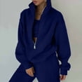 thumbnail image 5 of CIENVNSTG 2 Piece Outfits Sweatsuit Set Half Zip Lapel Collar Long Sleeve Sweatshirt Sweatpant Tracksuit Sets Navy S, 5 of 7