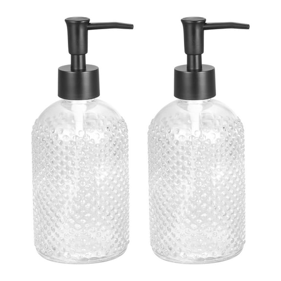 Uxcell Soap Dispensers Set- 17Oz Glass Dish Hand Soap Dispenser Black
