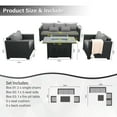 thumbnail image 6 of Waroom Outdoor Conversation Patio Fire Pit Set of 4pcs Couch Chairs Set, Black/Gray, 6 of 6