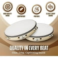 thumbnail image 3 of Wood Handheld Tambourine 6" Inch Single Row 5 Pair Jingles (2 Pack, Wood) - Hand Held Percussion Drum Moon Musical Tambourine with Ergonomic Handle Grip, 3 of 9