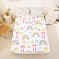 thumbnail image 4 of Manfei Cute Rainbow Bed Sheets, Princess Bowknot Full Size Sheets, White Pink, 4 Pieces, 1 Flat Sheet, 1 Fitted Sheet and 2 Pillowcases, 4 of 6