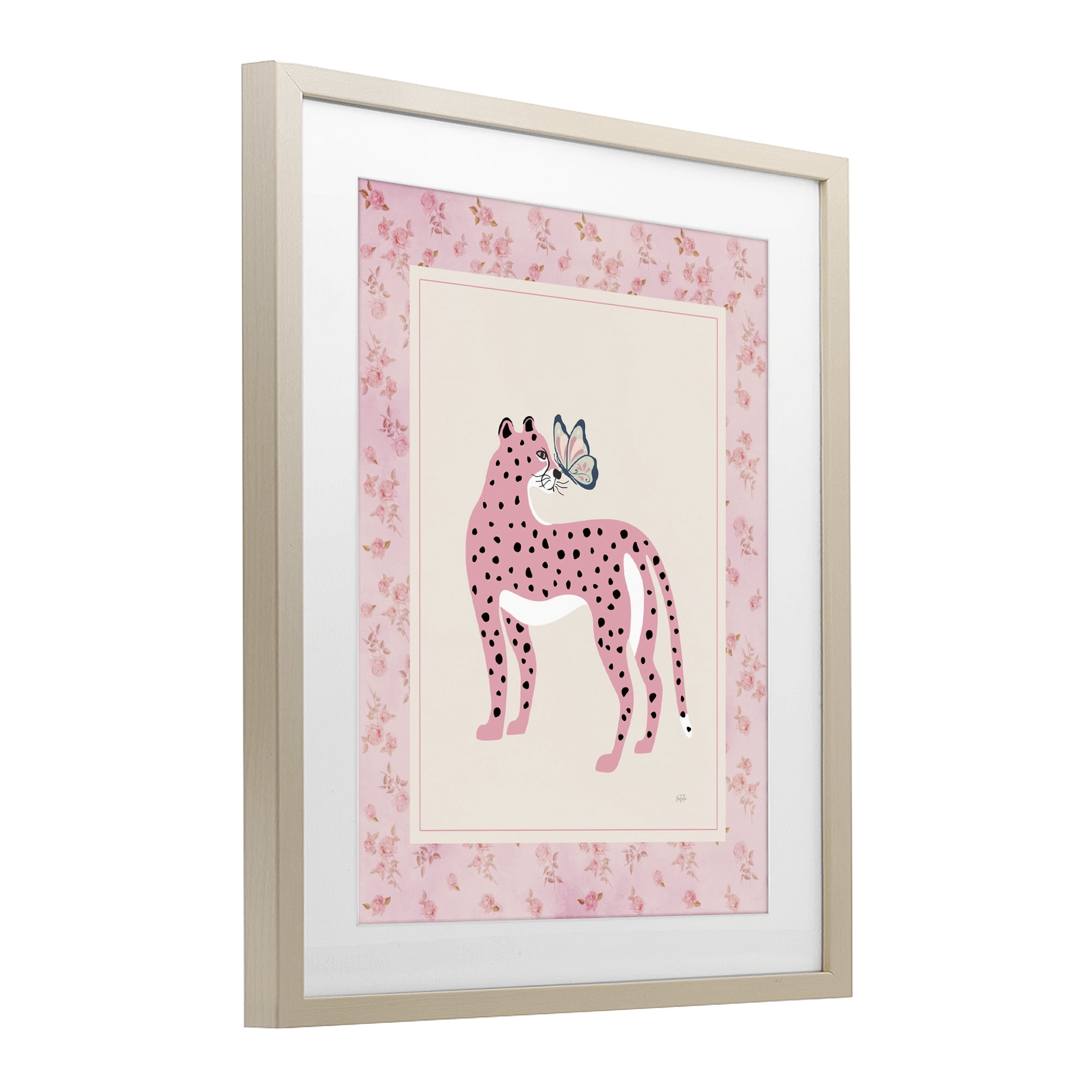 Stupell Industries Cheetah & Butterfly Friendship Birch Framed Print Under Glass, design by Natalie Carpentieri