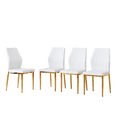 thumbnail image 4 of Tcbosik 4 Pack Upholstered PU Leather Chairs, Modern Dining Chair with Metal Legs, Kitchen Chair for Living Room, Easy Assembly, White+Gold, 4 of 9