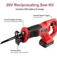 thumbnail image 3 of PowerSmart 20V Cordless Reciprocating Saw, 0-3000 SPM,3pcs Wood Blades,2pcs Metal Blades Included 2.0Ah Battery, 3 of 6