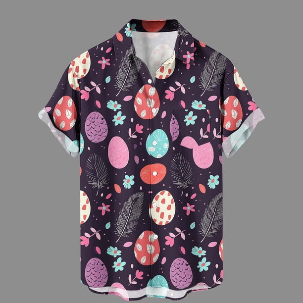 Ceisia Men's Loose Short Sleeve Printed Casual Shirt with Chest Pocket Multicolor XXXXXL Gifts