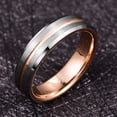 thumbnail image 2 of 6mm Women's Silver Tungsten Ring Wedding Band with Rose Gold Groove Brushed Finish Size 7-12, 2 of 5