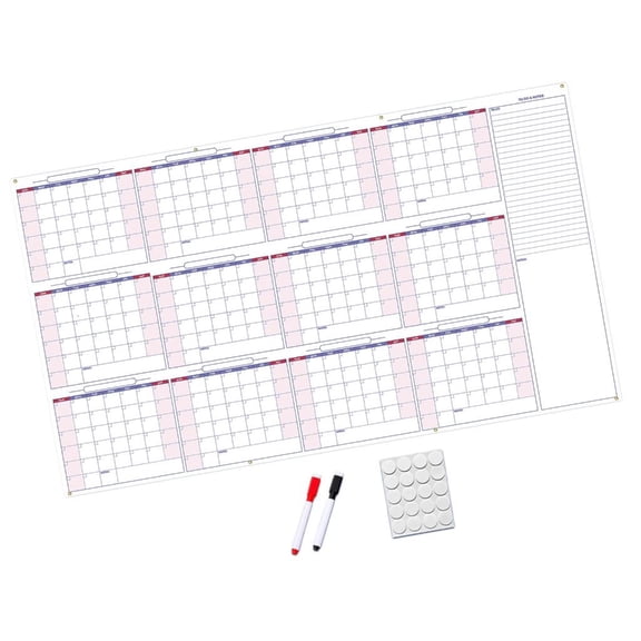 2026 Wall Calendar Yearly Planner Reusable Erasable Calendar Undated 152x87mm