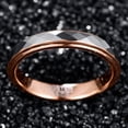 thumbnail image 3 of Women's 4mm Rose Gold Plated Tungsten Rings Silver Multifaceted Wedding Ring Step Edge Size 5-10, 3 of 5