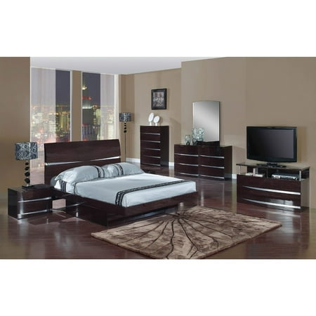 Wynn 4 Piece Dark Brown Wood Bedroom Set Walmart Com