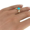 thumbnail image 4 of 14K Yellow Gold 4.20 ctw Blue Topaz Ring with Diamonds Bridge Channel set Princess, 4 of 7