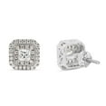thumbnail image 4 of 1 Carat Princess Cut Lab Created Moissanite Diamond Double Halo Stud Earrings In 14K Solid White Gold Jewelry For Women (G-H Color, VVS1 Clarity, 1 Cttw), 4 of 7