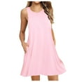 thumbnail image 2 of B91xZ Robes Printemps Été pour Femmes 2024 Robe Décontractée Ample avec Poches, Rose m, 2 of 5
