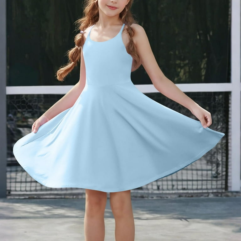 ZACPNCV Girls Dresses with Romper Shorts and Pockets Summer