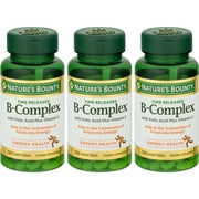 3 Pack Nature's Bounty B-Complex with Folic Acid plus Vitamin C Tablets 125 Each