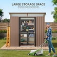 thumbnail image 5 of Aiho 6' x 4' Metal Storage Shed, Outdoor Lockable Shed with Transparent Panel Windows & Vents for Yard, Garden - Light Brown, 5 of 9