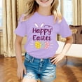 thumbnail image 2 of MIASHUI T-Shirt Graphique de Pâques à Manches Courtes pour Garçons, Confortable et Décontracté, Imprimé pour Filles, Violet, 10-11 Ans, 2 of 4
