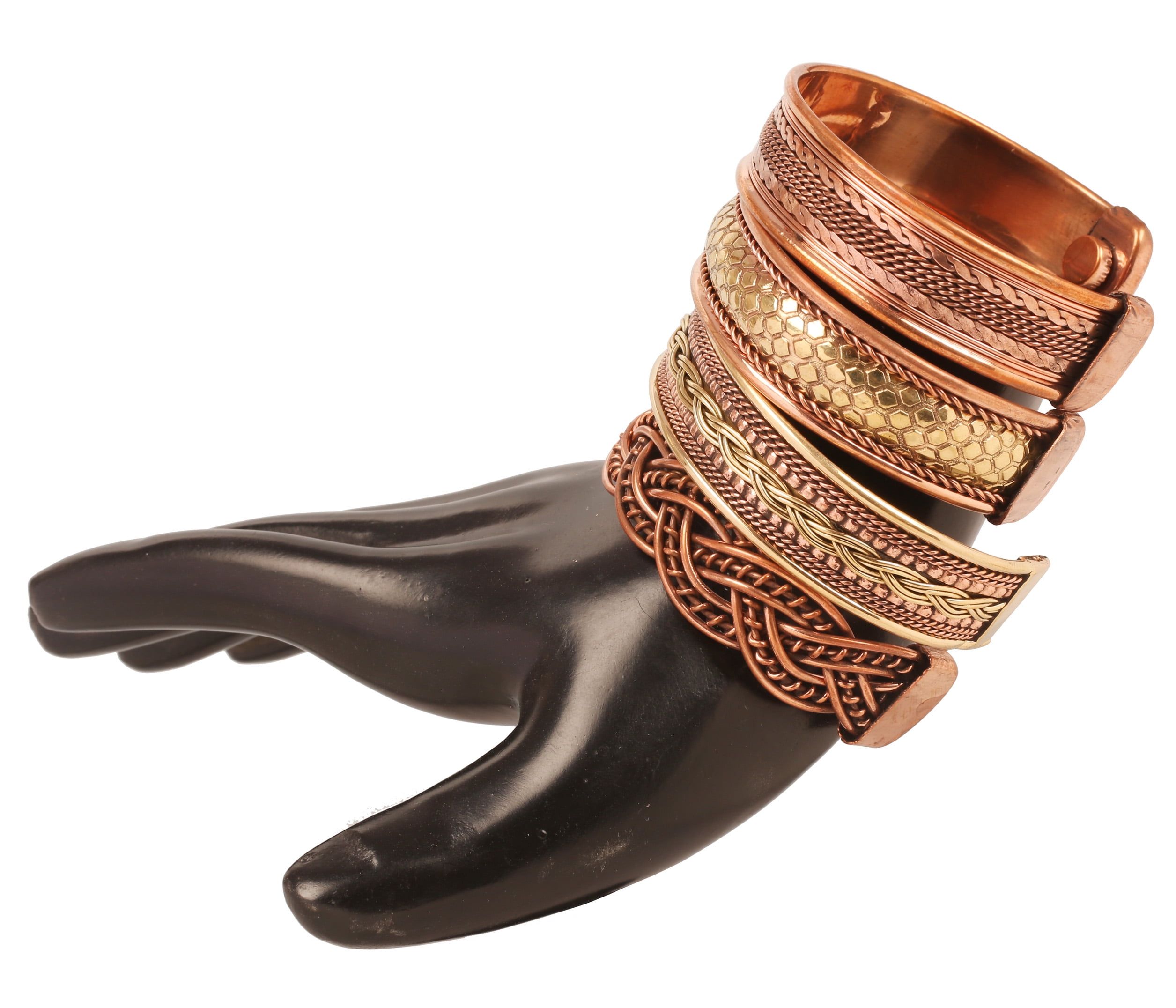 Sunsoul By Touchstone Indian Handcrafted Twisted Braids Jewelry 4 Bracelets In Gold Tone For Women.